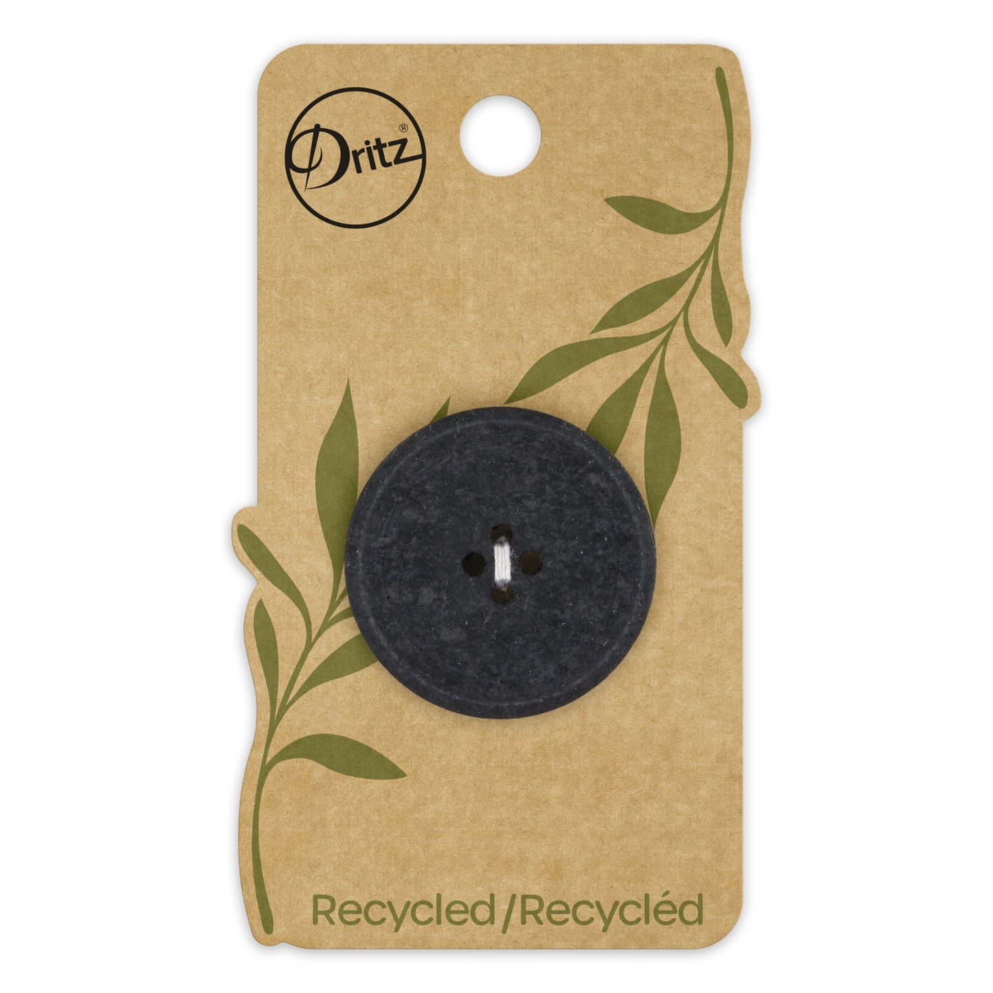 Bouton rond en coton recyclé, 30 mm, noir