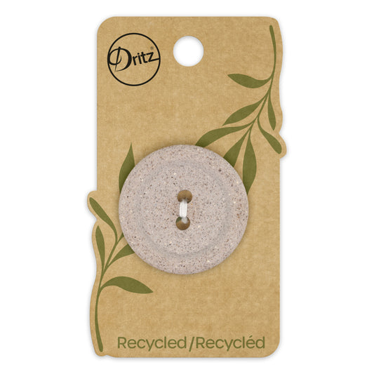 Recycled Macadamia Round Button, 34mm, Beige-Camel