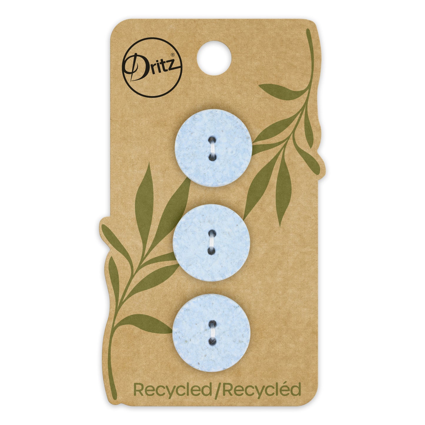 Recycled Cotton Round Button, 18mm, Light Blue, 3 pc