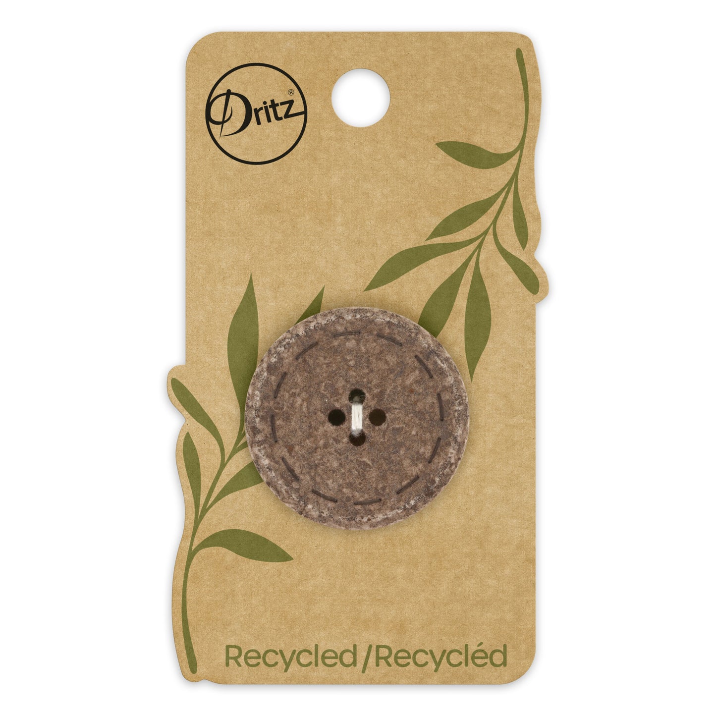 Bouton rond en coton recyclé, 30 mm, marron foncé