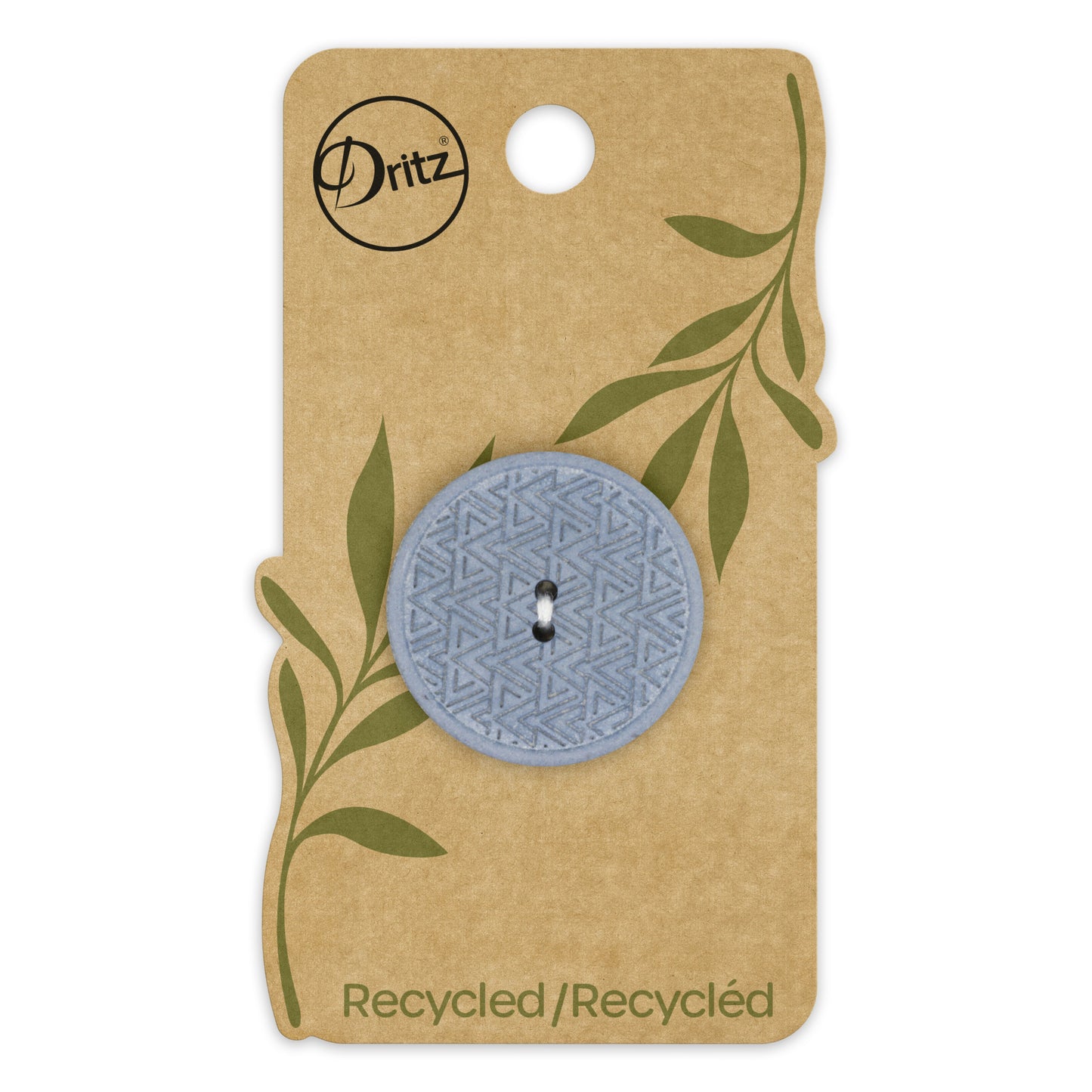 Bouton rond géométrique en chanvre recyclé, 28 mm, bleu clair