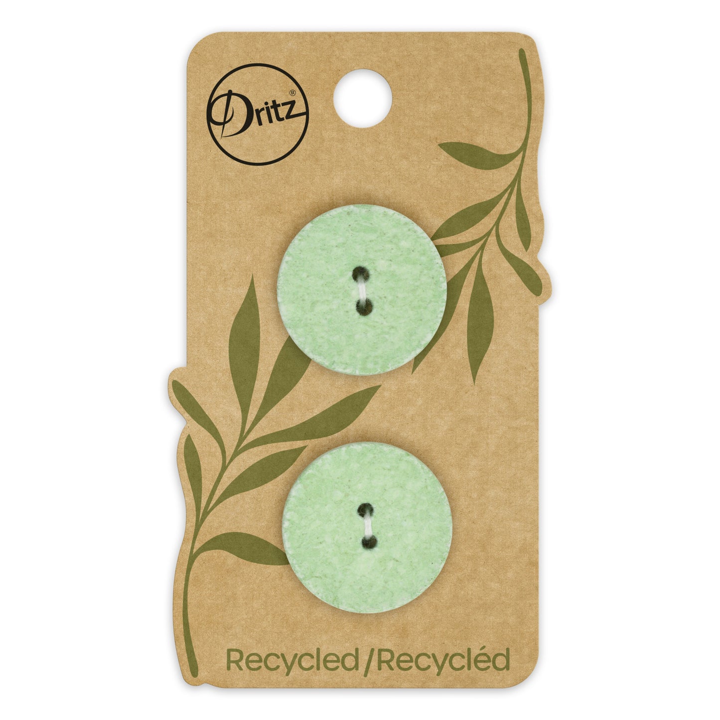 Recycled Cotton Round Button, 23mm, Light Green, 2 pc