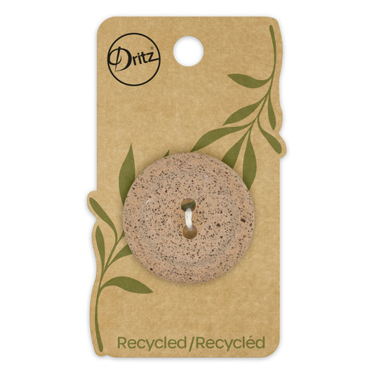 Recycled Coffee Round Button, 34mm, Medium Brown