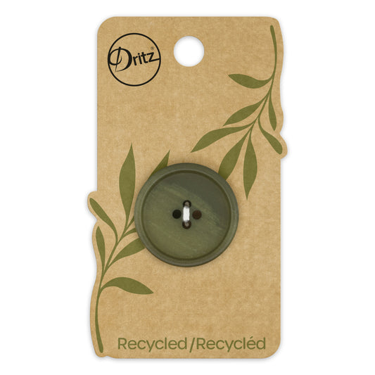 Recycled Paper Round Button, 28mm, Dark Olive