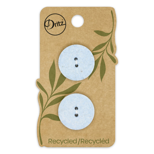 Recycled Cotton Round Button, 23mm, Light Blue, 2 pc