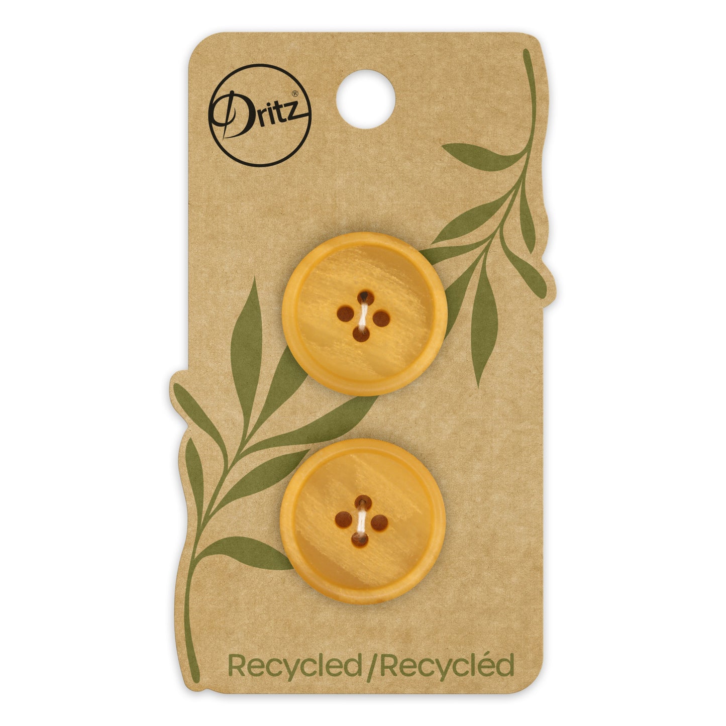 Recycled Paper Round Button, 23mm, Mustard, 2 pc