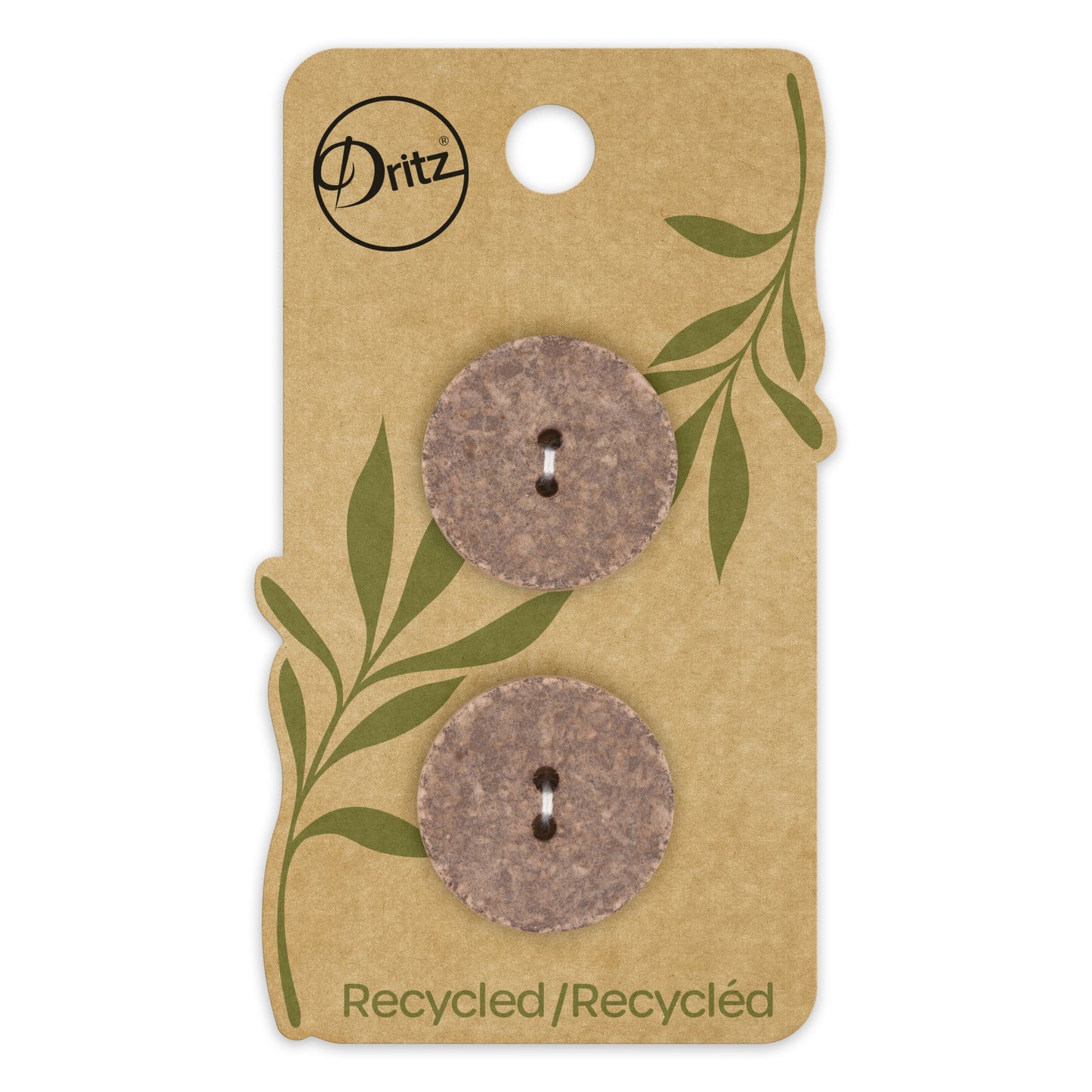 Recycled Cotton Round Button, 23mm, Medium Brown, 2 pc