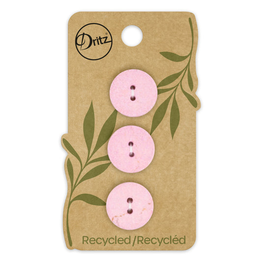 Recycled Cotton Round Button, 18mm, Light Pink, 3 pc