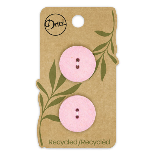 Recycled Cotton Round Button, 23mm, Light Pink, 2 pc