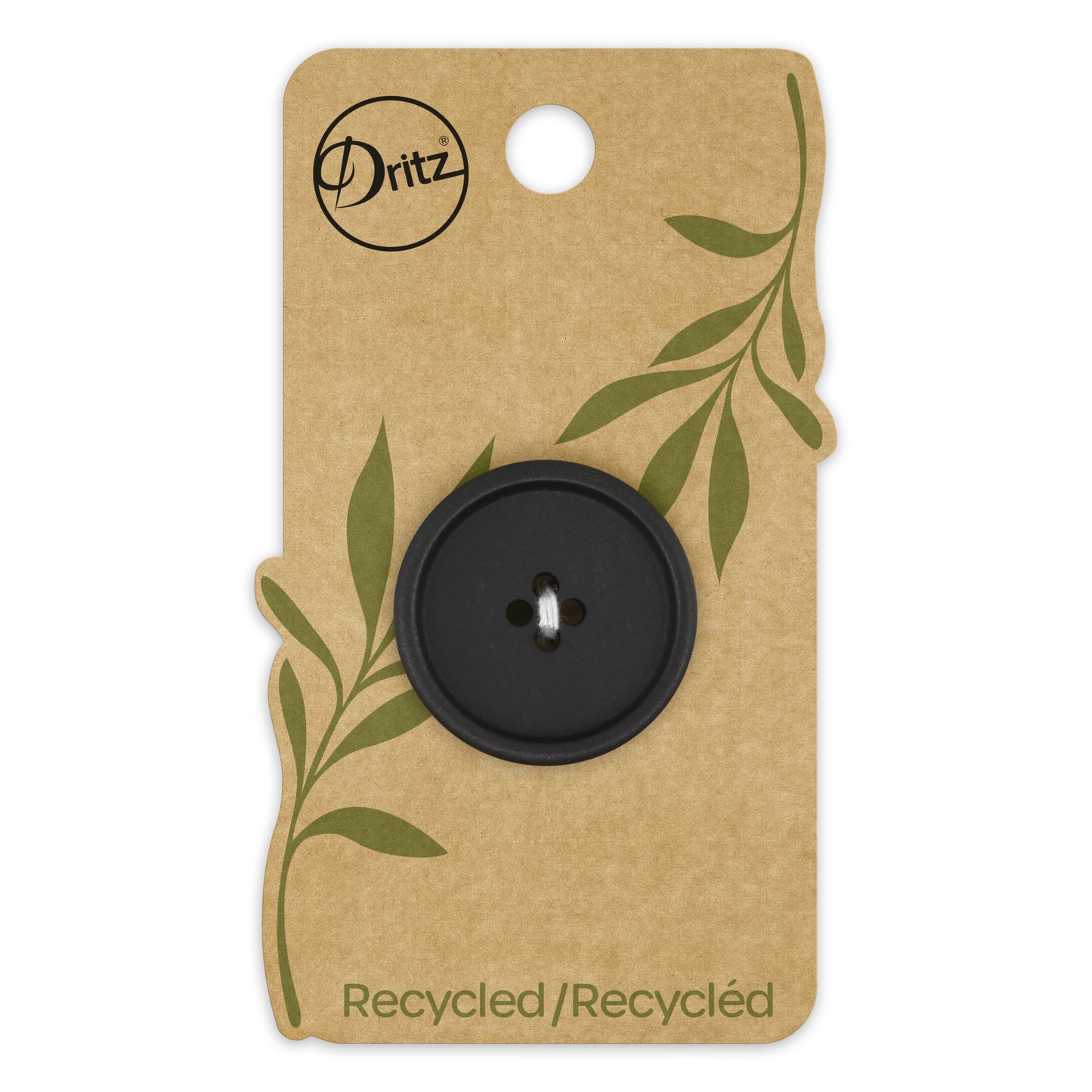 Recycled Paper Round Button, 28mm, Black