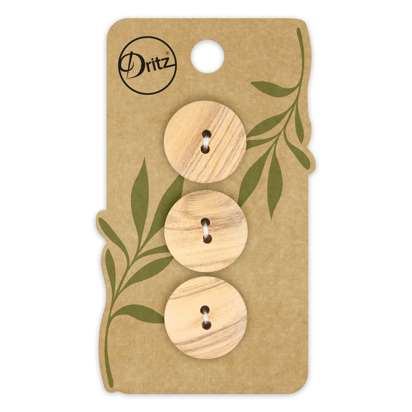 Bouton rond en bois durable, 20 mm, beige, 3 pièces