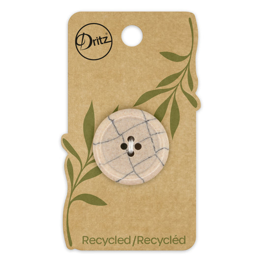 Recycled Polyester Round Button, 28mm, Beige-Camel