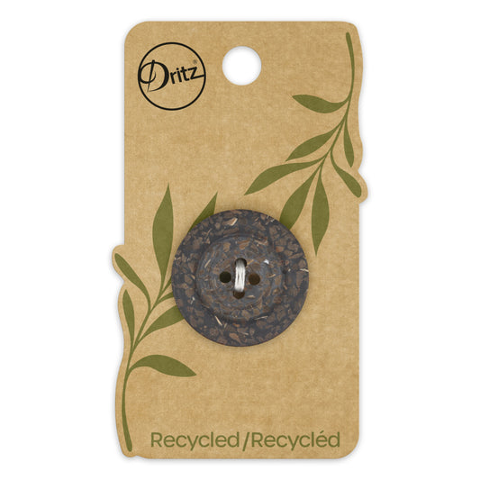 Recycled Coconut Round Button, 28mm, Brown